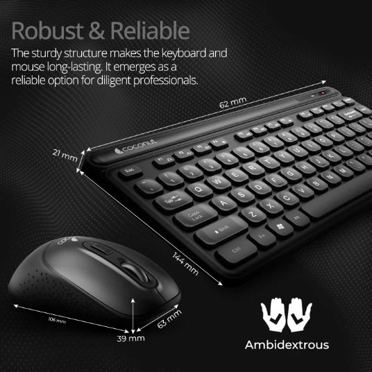 Quartz Wireless Keyboard and Mouse Combo with sleek design