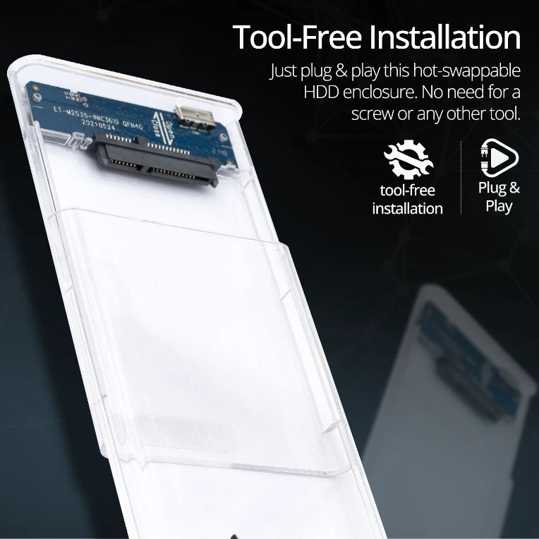 SC05 2.5-inch SSD/HDD transparent USB 3.0 SATA casing, sleek design