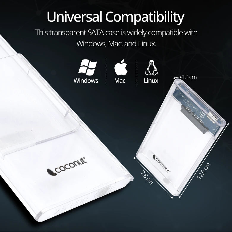 SC05 2.5-inch SSD/HDD transparent USB 3.0 SATA casing, sleek design