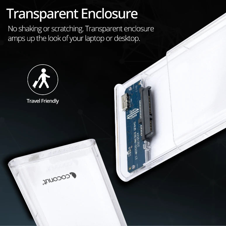 SC05 2.5-inch SSD/HDD transparent USB 3.0 SATA casing, sleek design