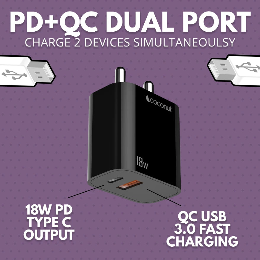 Strike 18W Dual Port Wall Charger