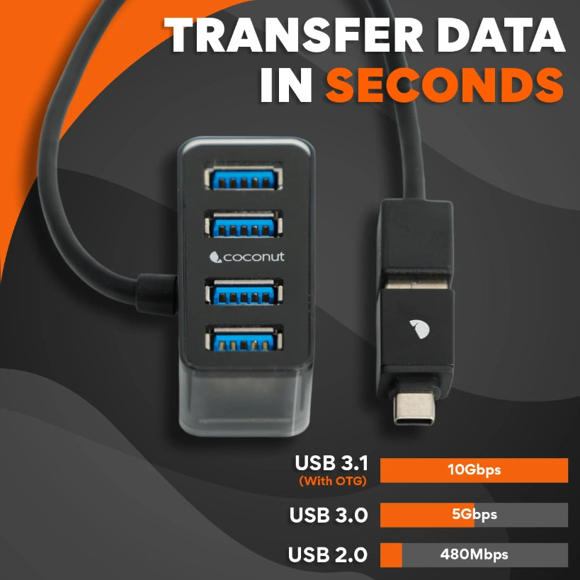 UH11 Earth 4-Port USB 3.0 Hub for fast data transfer and charging