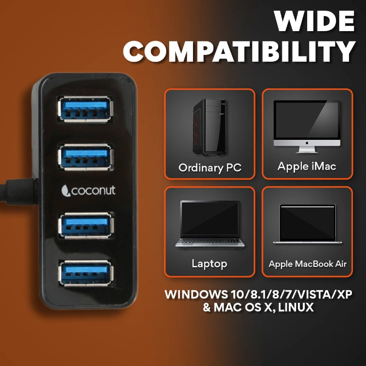 UH11 Earth 4-Port USB 3.0 Hub for fast data transfer and charging