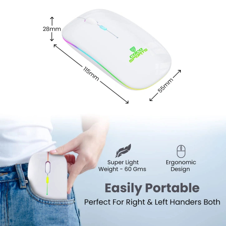 WM20 Lucid Wireless + Bluetooth Mouse, Rechargeable with Dual Connectivity