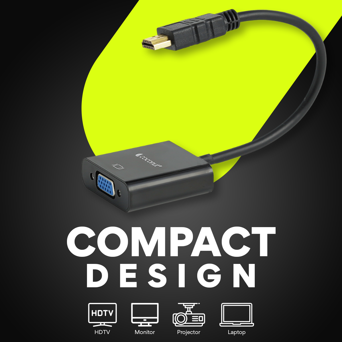 HDMI to VGA adapter for connecting HDMI devices to VGA displays