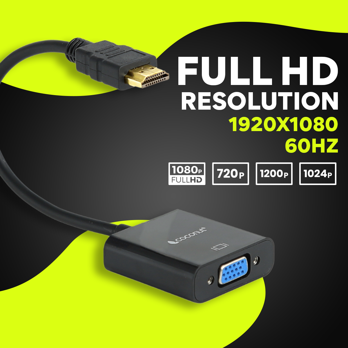 HDMI to VGA adapter for connecting HDMI devices to VGA displays