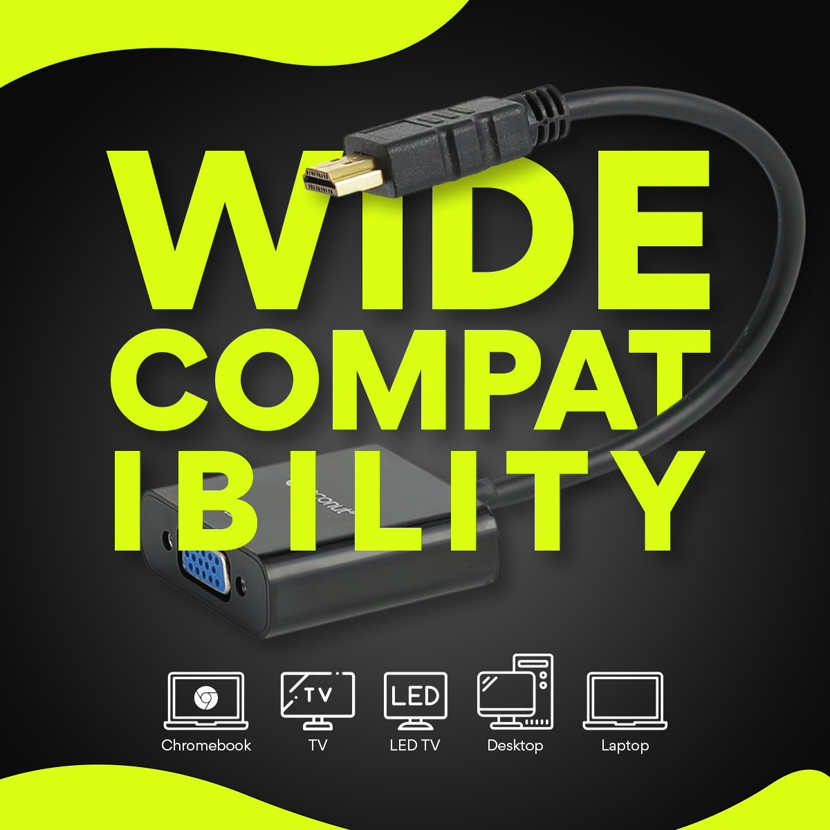 HDMI to VGA adapter for connecting HDMI devices to VGA displays