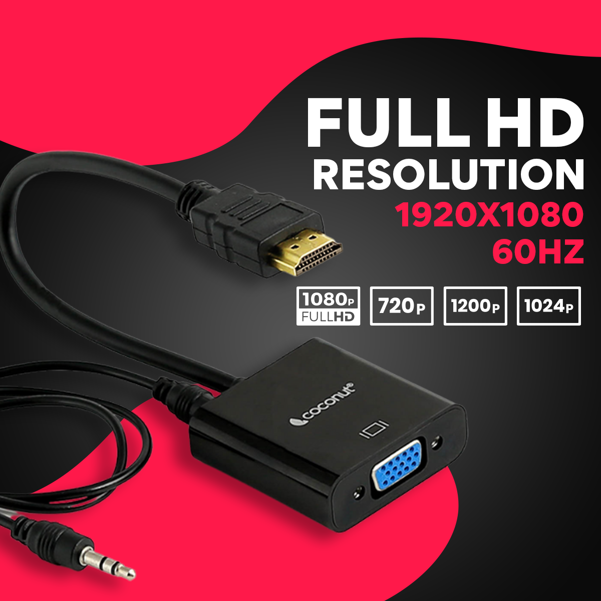 HDMI to VGA adapter with audio support for connecting devices