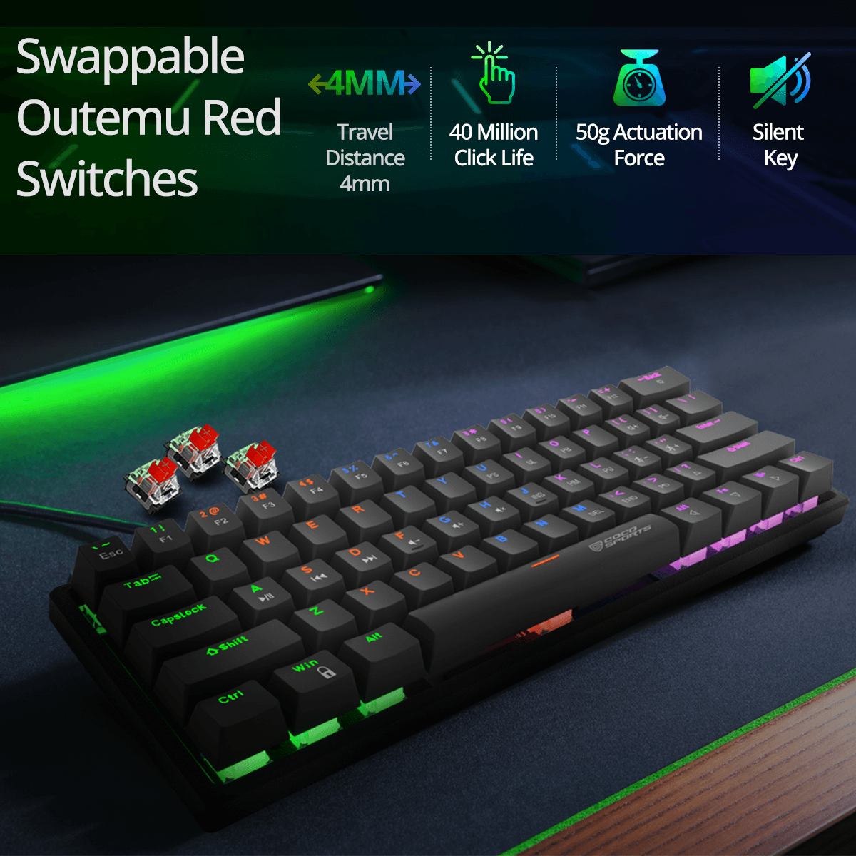 K21 Virgo Mini Mechanical Gaming Keyboard with True Red Outemu Switches