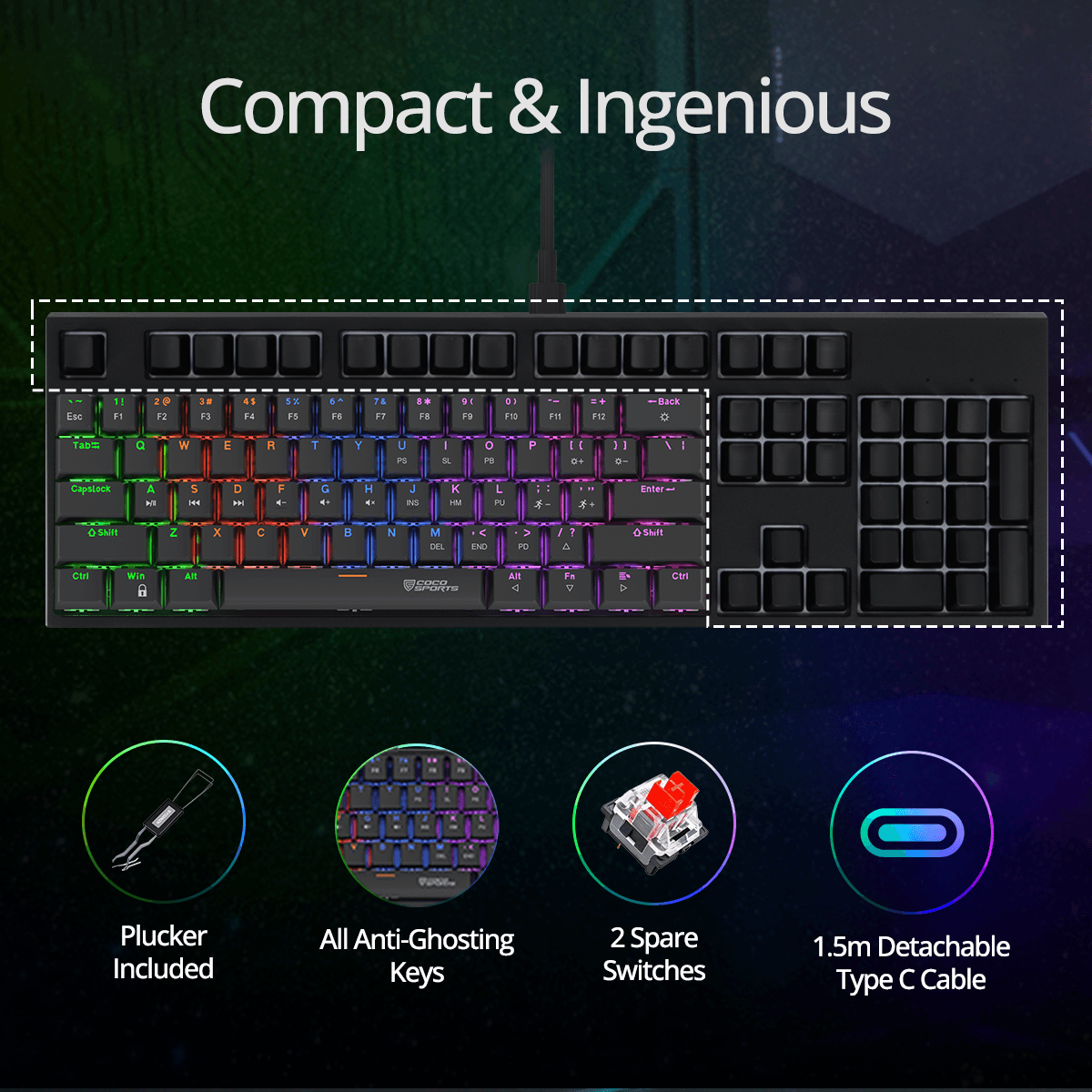 K21 Virgo Mini Mechanical Gaming Keyboard with True Red Outemu Switches