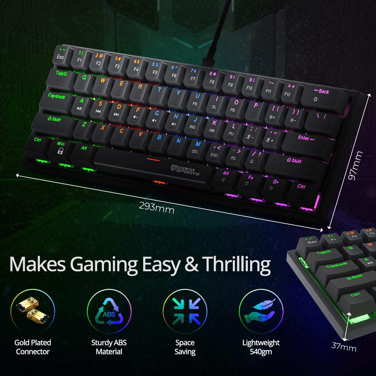 K21 Virgo Mini Mechanical Gaming Keyboard with True Red Outemu Switches