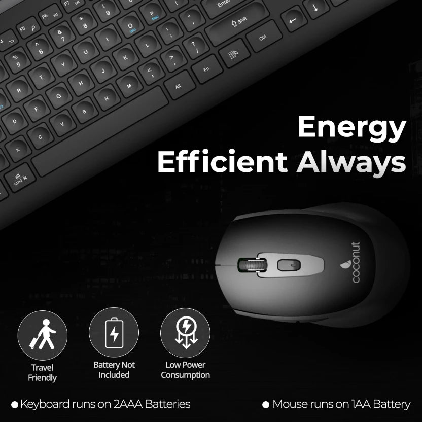Compact Sapphire wireless keyboard and mouse combo with modern design