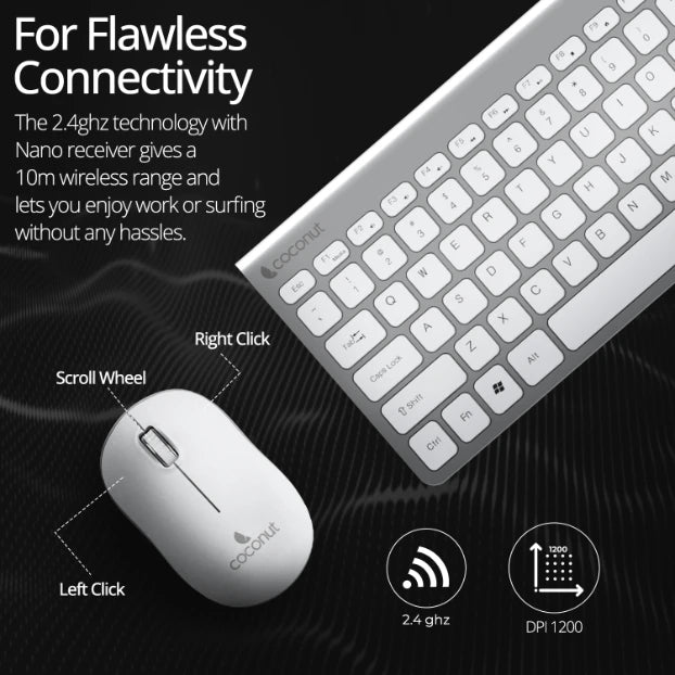 Topaz Compact Wireless Keyboard and Mouse Combo with sleek design